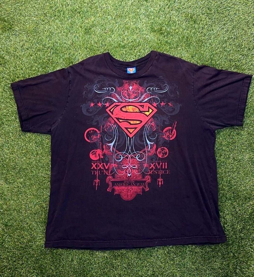 Y2K Superman T-Shirt with 'Truth, Justice, and the American Way' Design